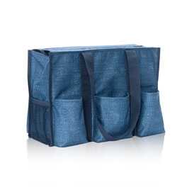 Zip-Top Organizing Utility Tote - Blue Crosshatch