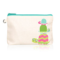 Mini Zipper Pouch - Natural w/ Topsy Turtles