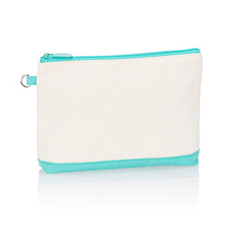 Mini Zipper Pouch - Natural (w/ Turquoise)